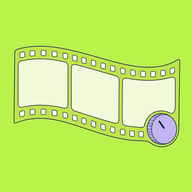 A curved strip of film with a control dial fitted into its edge