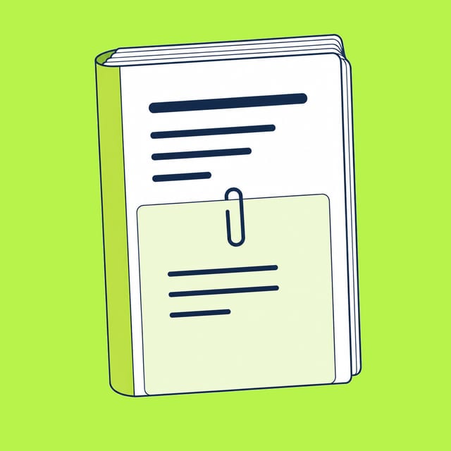 A short summary card clipped to the front of a thicker report
